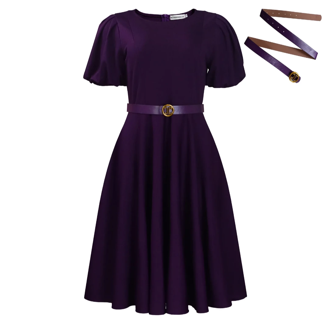 Tan Black-Print Belted Dress view 21