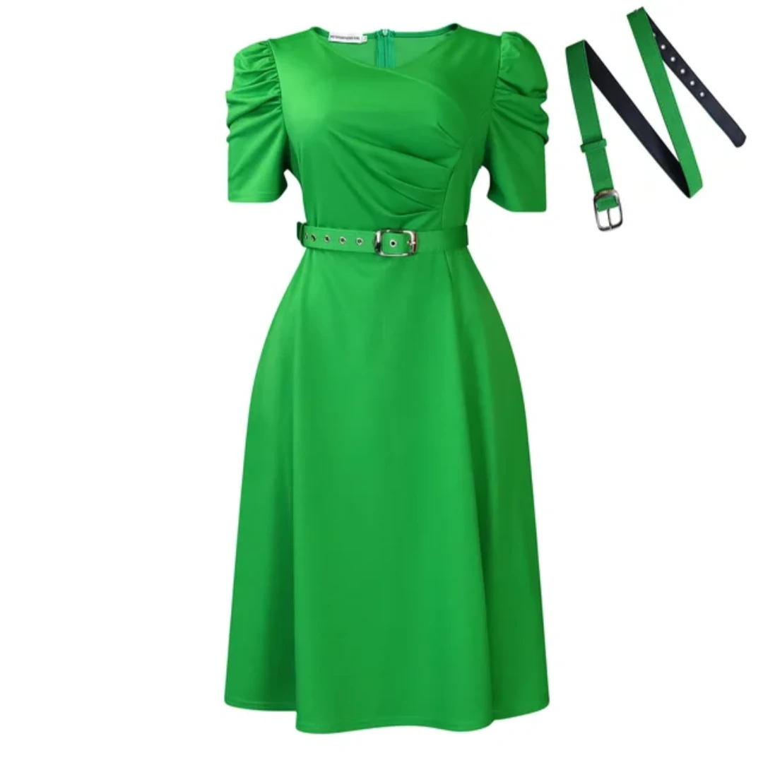 Tan Black-Print Belted Dress view 24