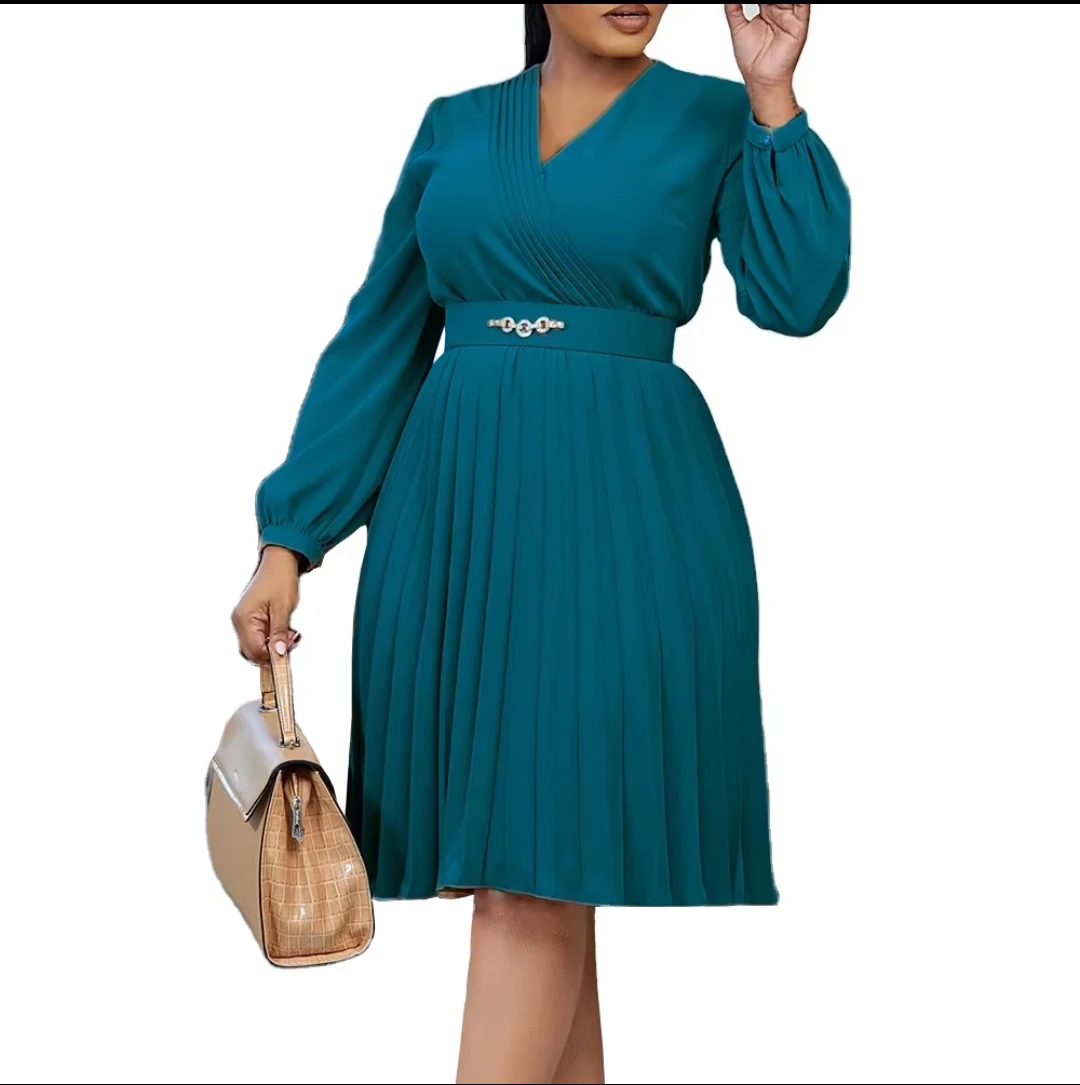 Cream Shirt Dress with Pleated Skirt view 10