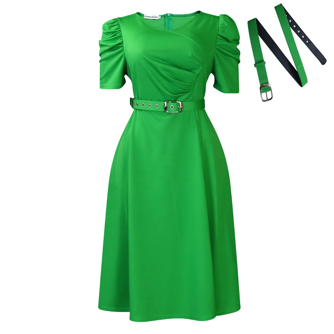 Cream Shirt Dress with Pleated Skirt view 20