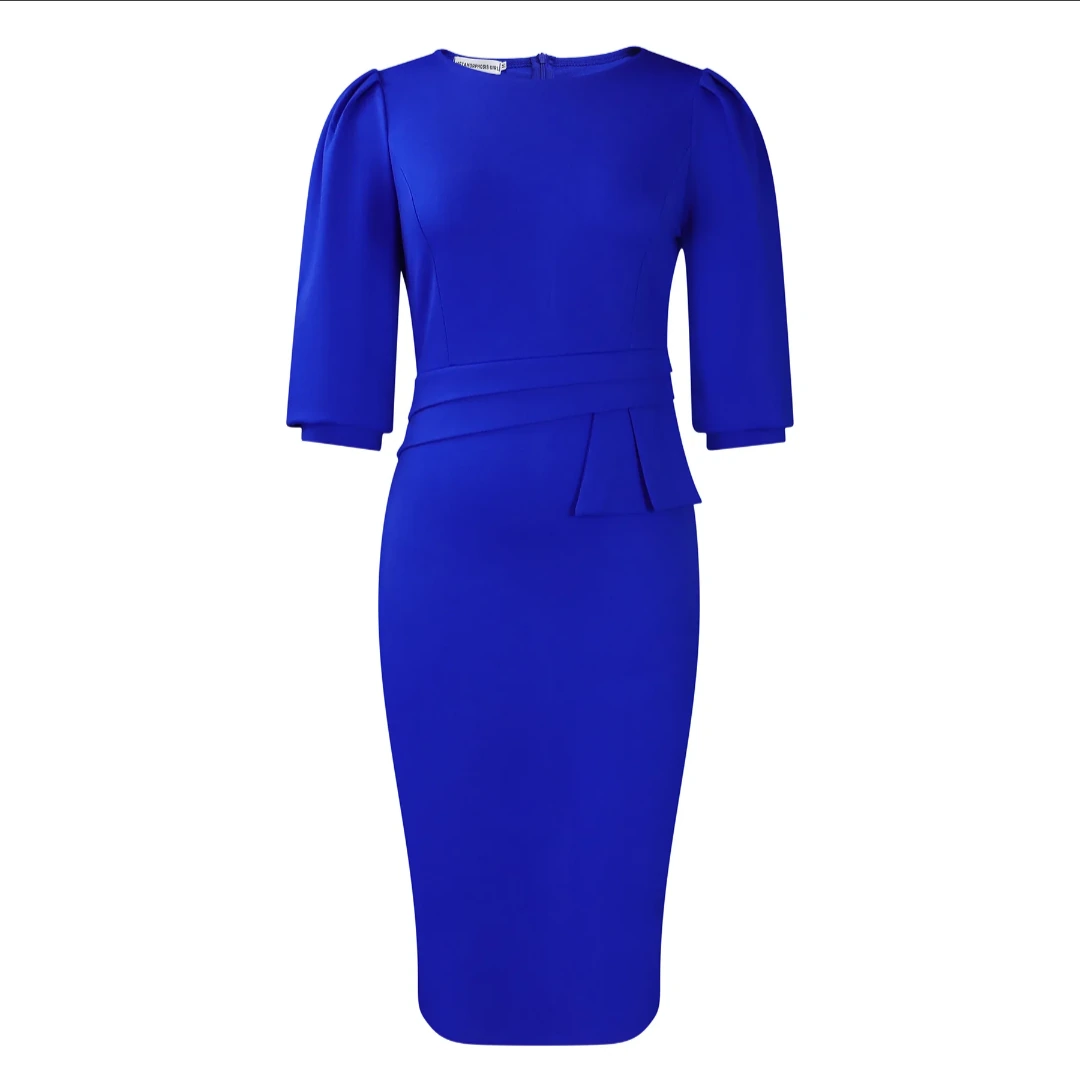 Lavender Peplum Midi Dress view 8
