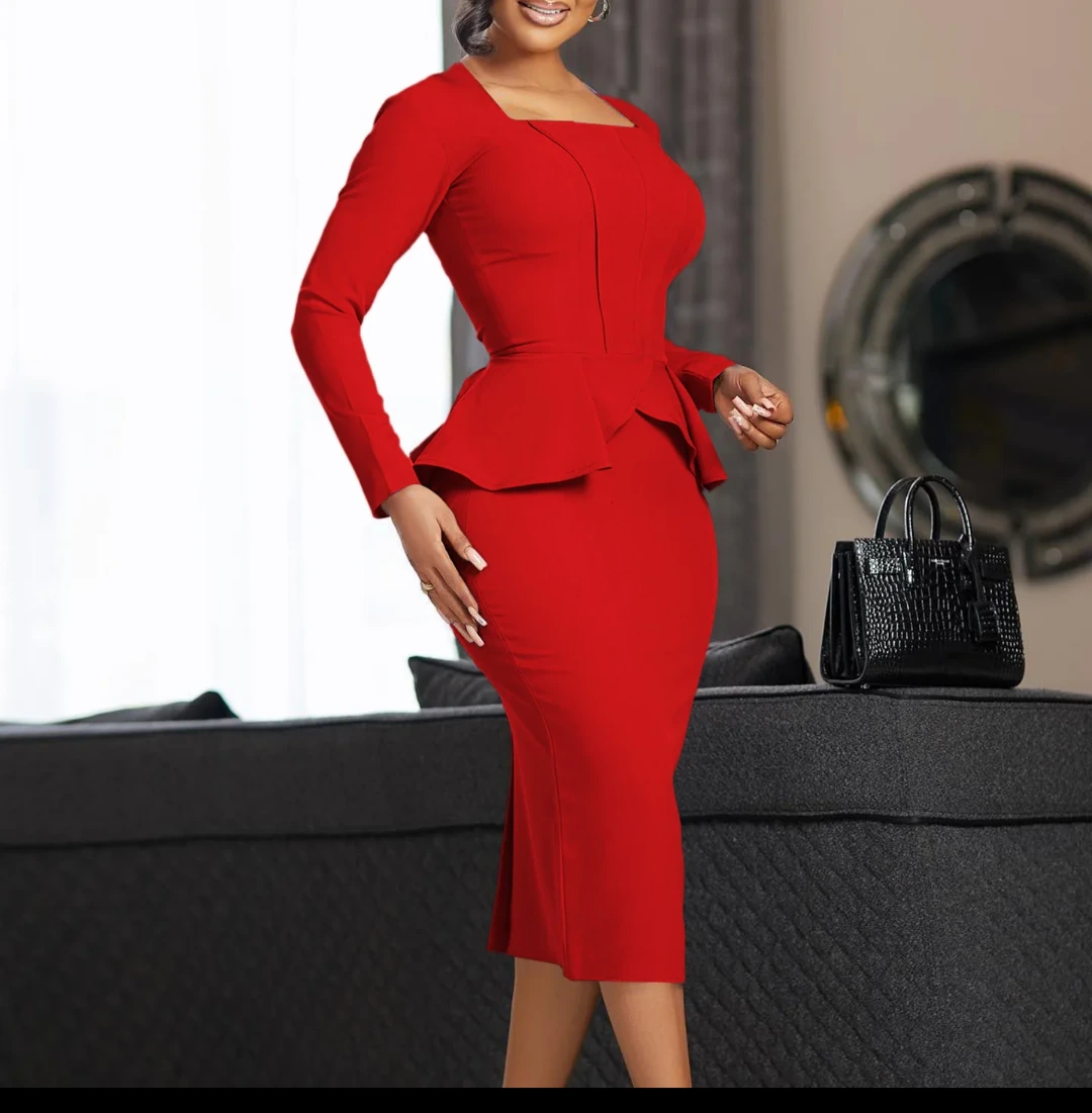 Lavender Peplum Midi Dress view 15