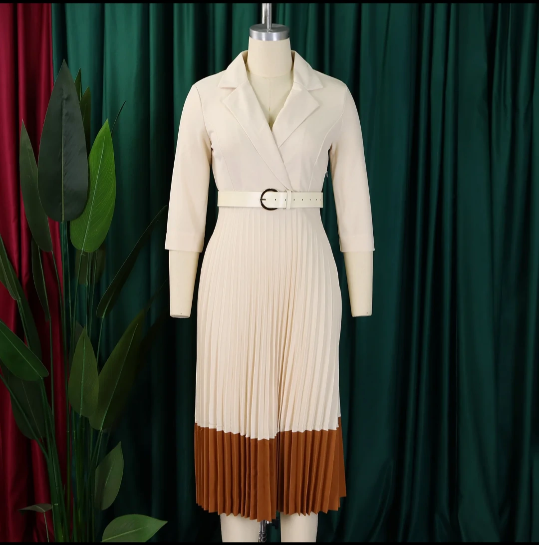 Black Blazer-Style Pleated Midi Dress view 3