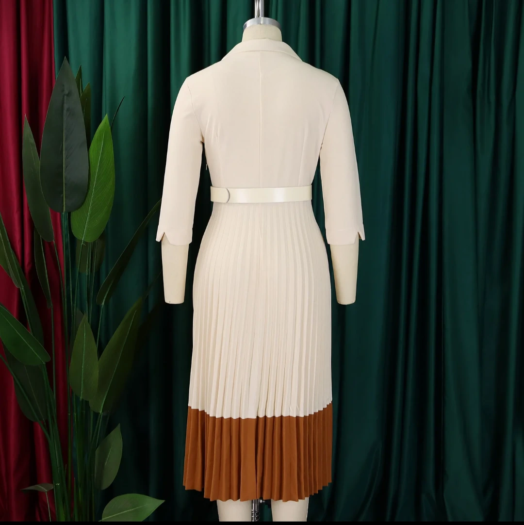 Black Blazer-Style Pleated Midi Dress view 4