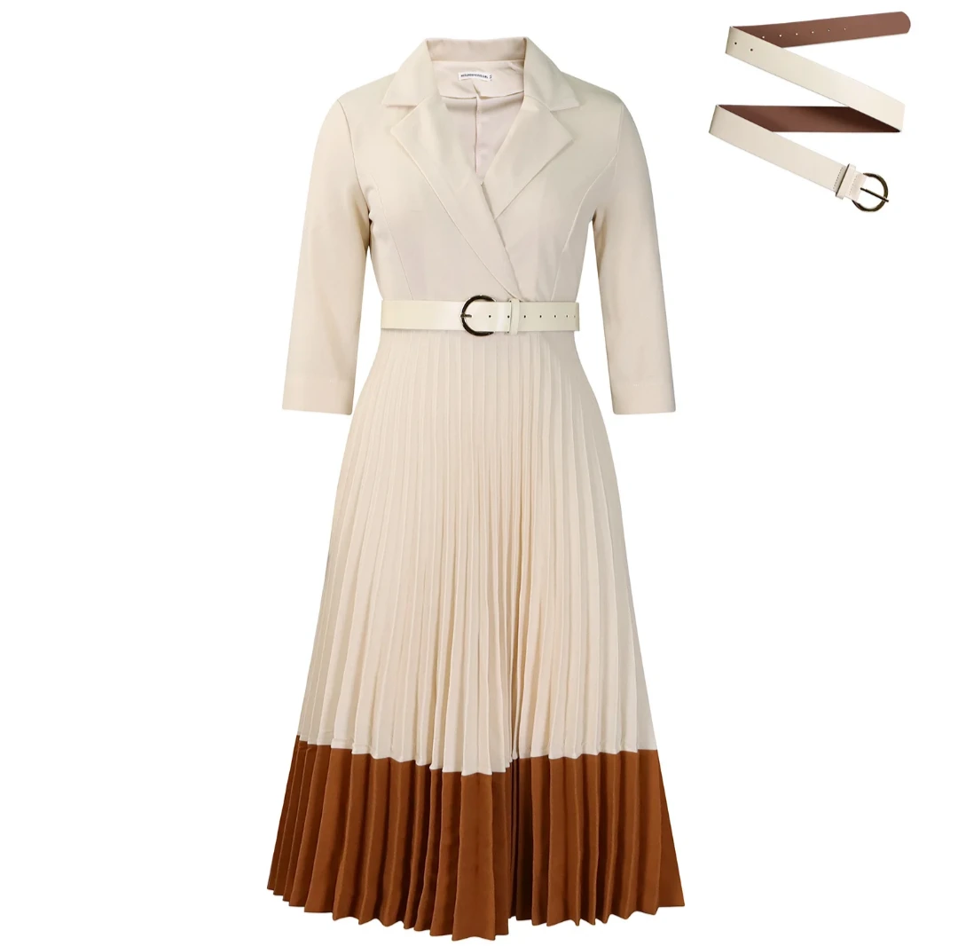 Black Blazer-Style Pleated Midi Dress view 11