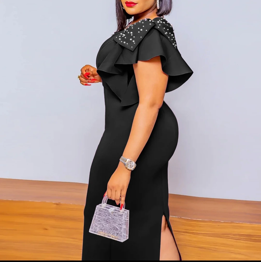 Hot-Pink Puff Sleeve Midi Dress view 3