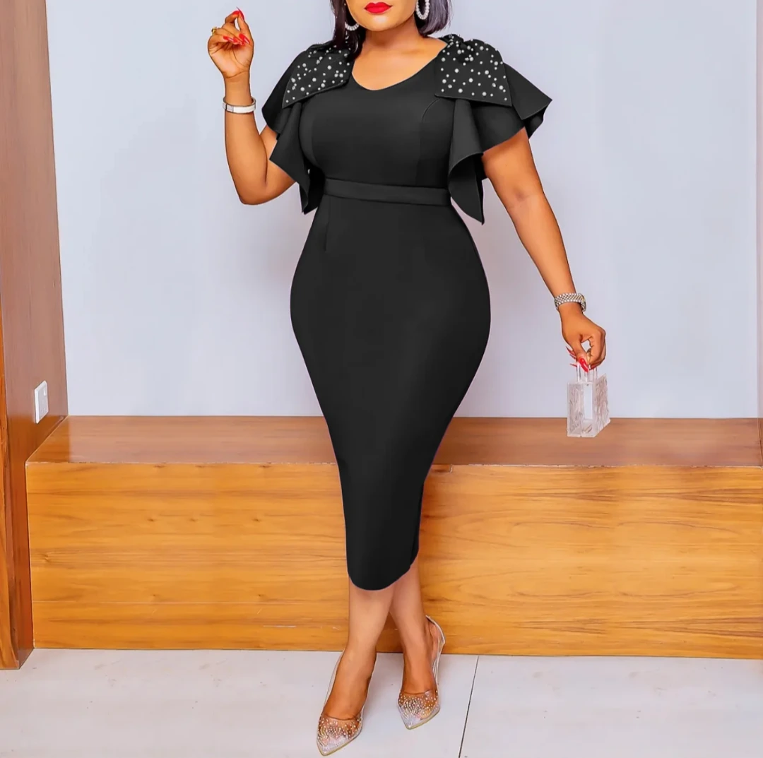 Hot-Pink Puff Sleeve Midi Dress view 4