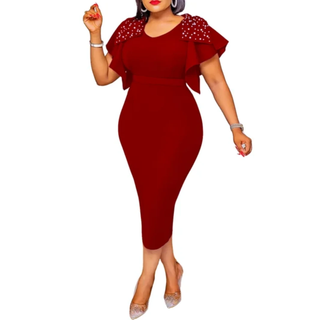 Hot-Pink Puff Sleeve Midi Dress view 8