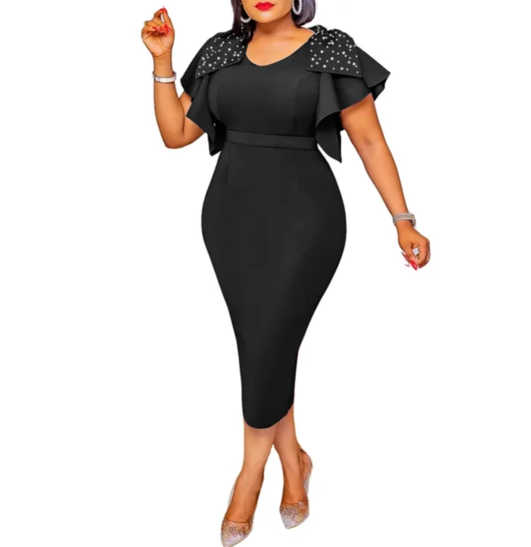 Hot-Pink Puff Sleeve Midi Dress view 9