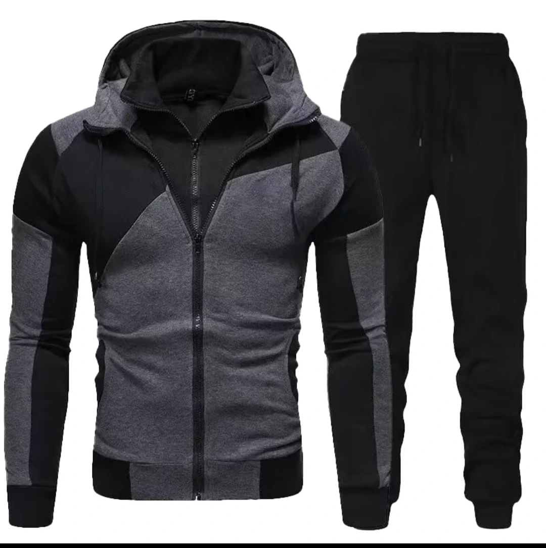 Men's Colour-Block Full-Zip Hoodie & Joggers Set