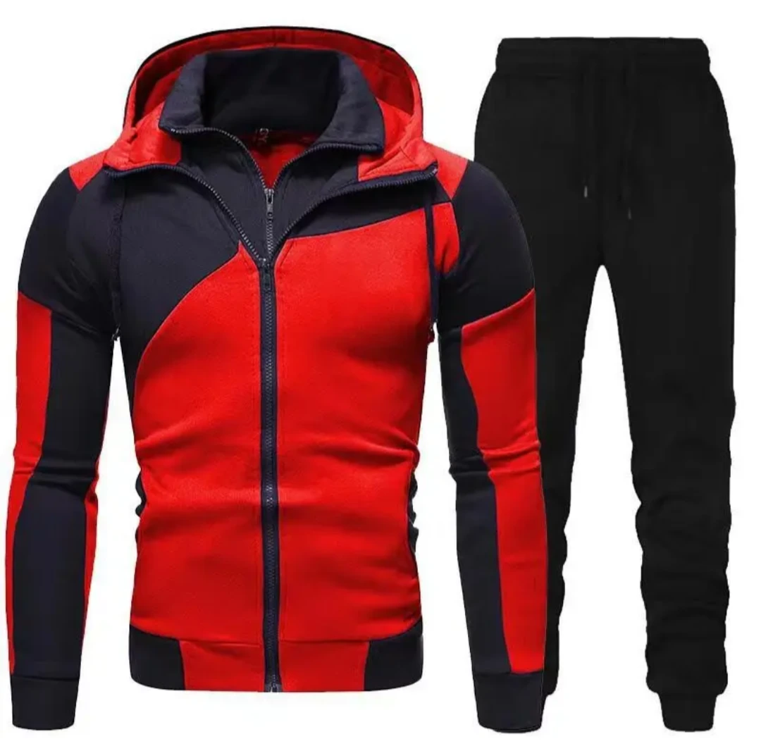 Men's Colour-Block Full-Zip Hoodie & Joggers Set view 3