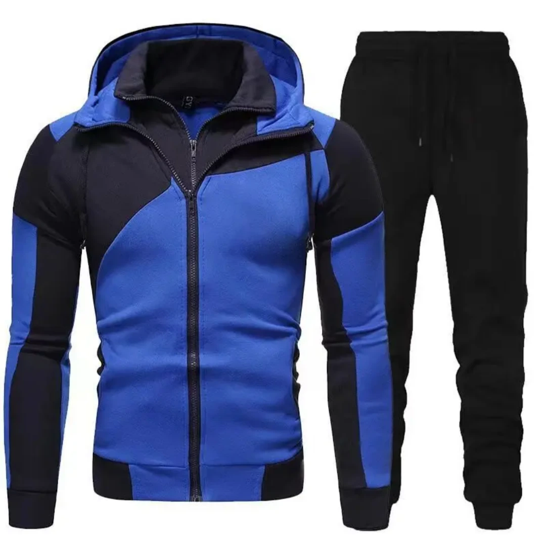 Men's Colour-Block Full-Zip Hoodie & Joggers Set view 4