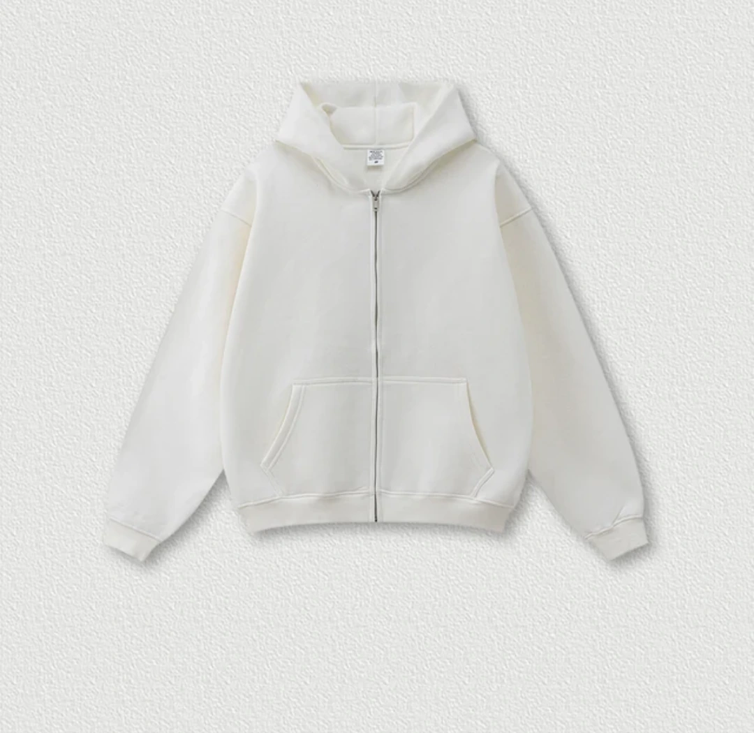 Oversized Full-Zip Hoodie - Heather Grey & Ivory JSK-H-2 photo 2
