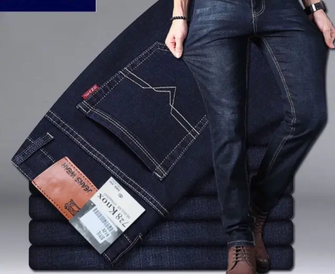 Men's Contrast-Stitch Denim Jeans - Indigo & Dark Wash view 4
