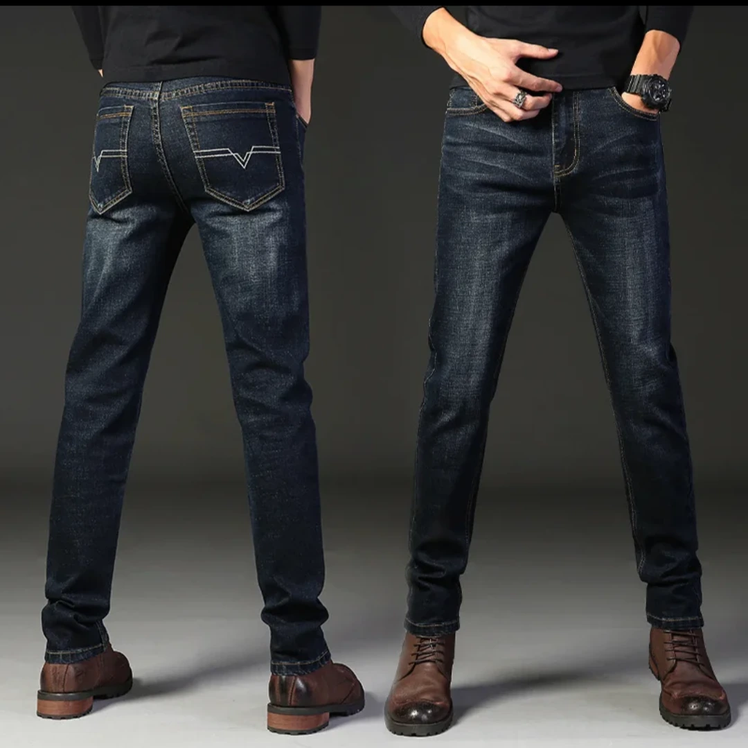 Men's Contrast-Stitch Denim Jeans - Indigo & Dark Wash view 5