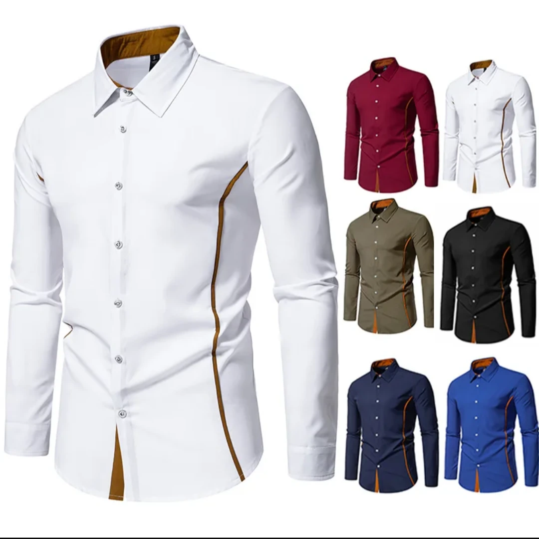 Men's Contrast-Trim Long-Sleeve Shirt view 3