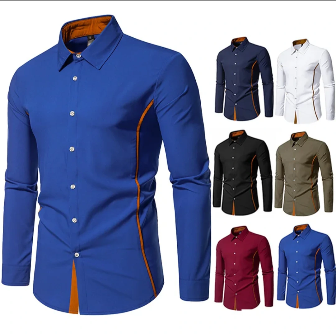 Men's Contrast-Trim Long-Sleeve Shirt view 4