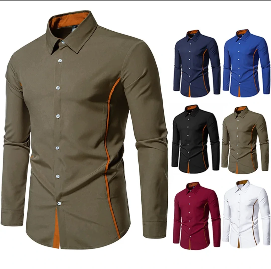 Men's Contrast-Trim Long-Sleeve Shirt view 5