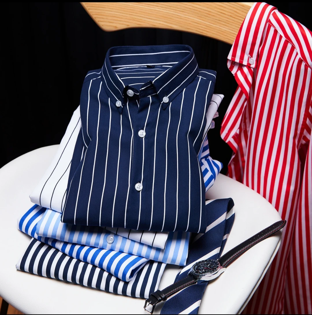 Men's Black-and-White Block-Stripe Long-Sleeve Shirt view 3