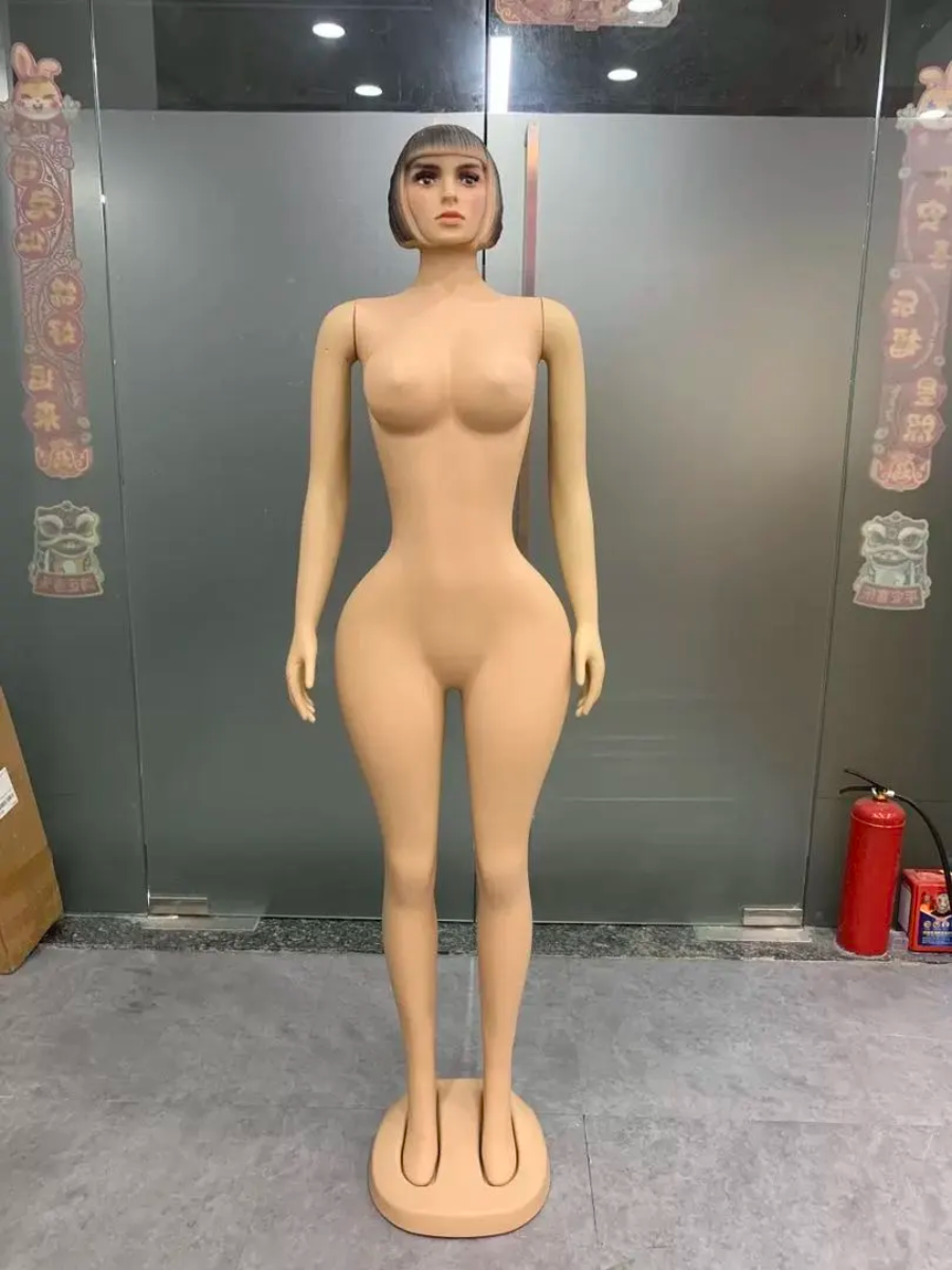 Curvy Full-Body Female Plastic Mannequin with Realistic Head