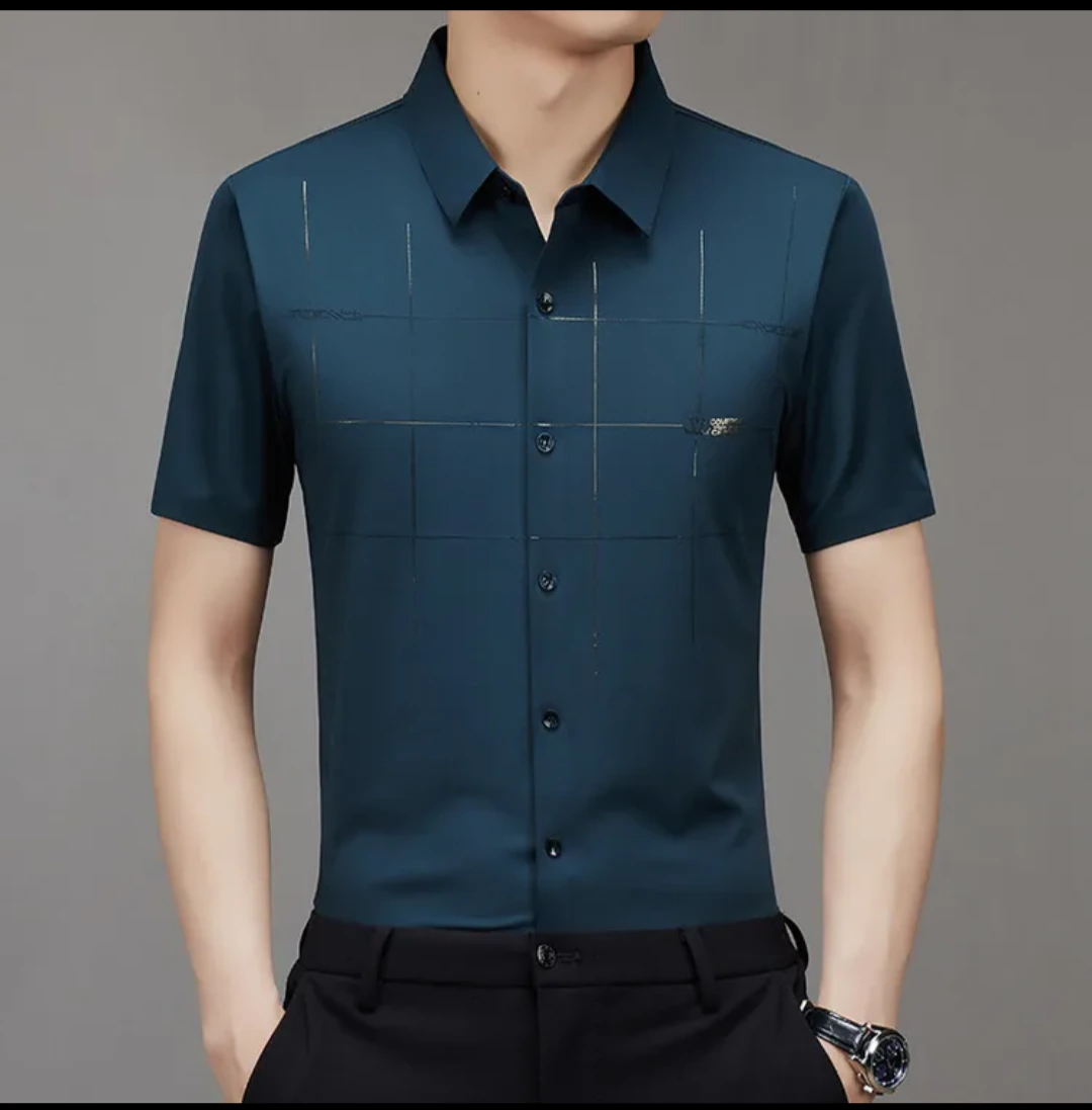 Men's Grid-Print Short-Sleeve Button-Up Shirt