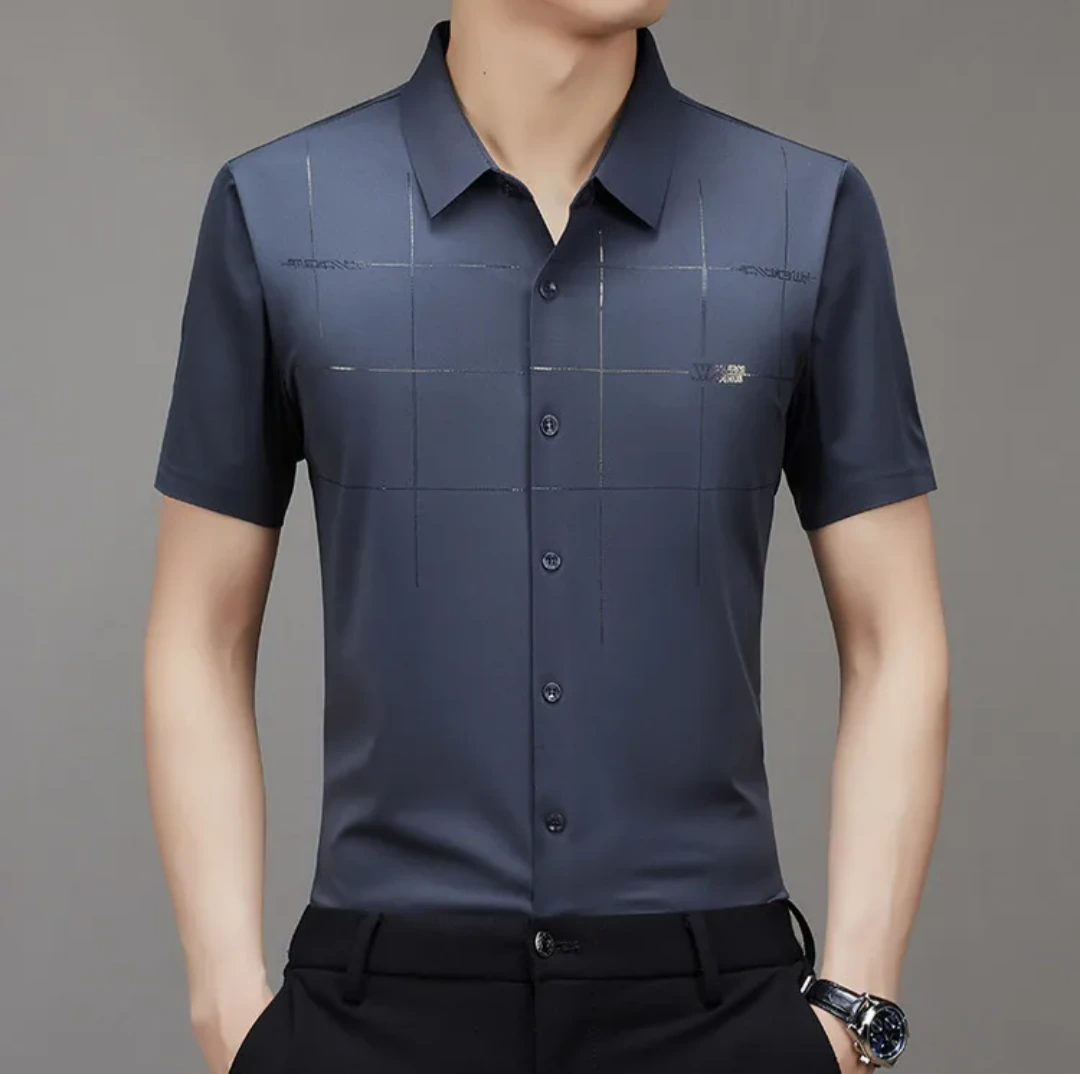 Men's Grid-Print Short-Sleeve Button-Up Shirt JSK-PS-1 photo 2