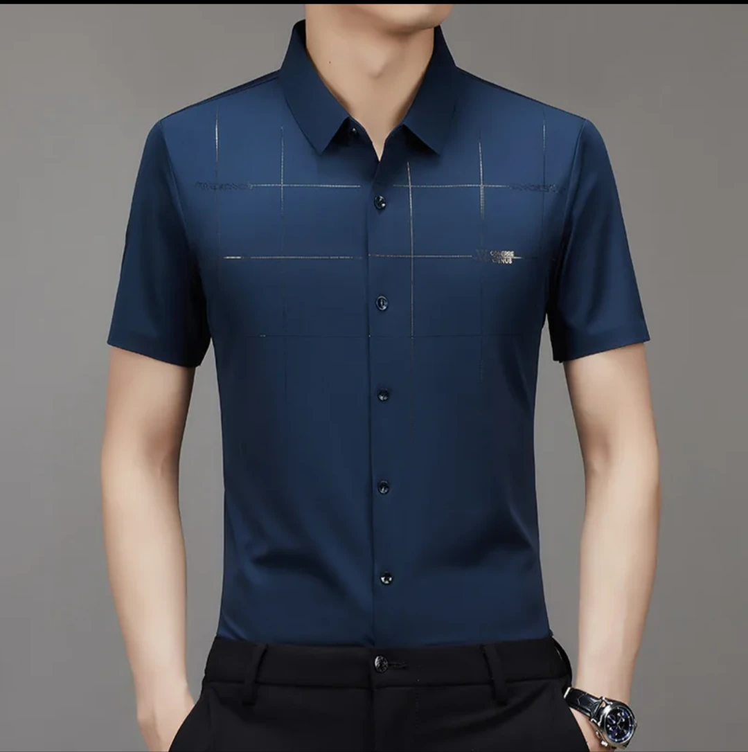 Men's Grid-Print Short-Sleeve Button-Up Shirt view 3
