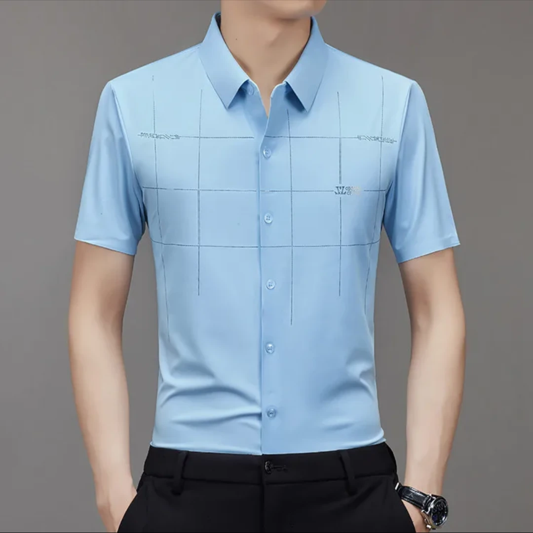 Men's Grid-Print Short-Sleeve Button-Up Shirt view 5