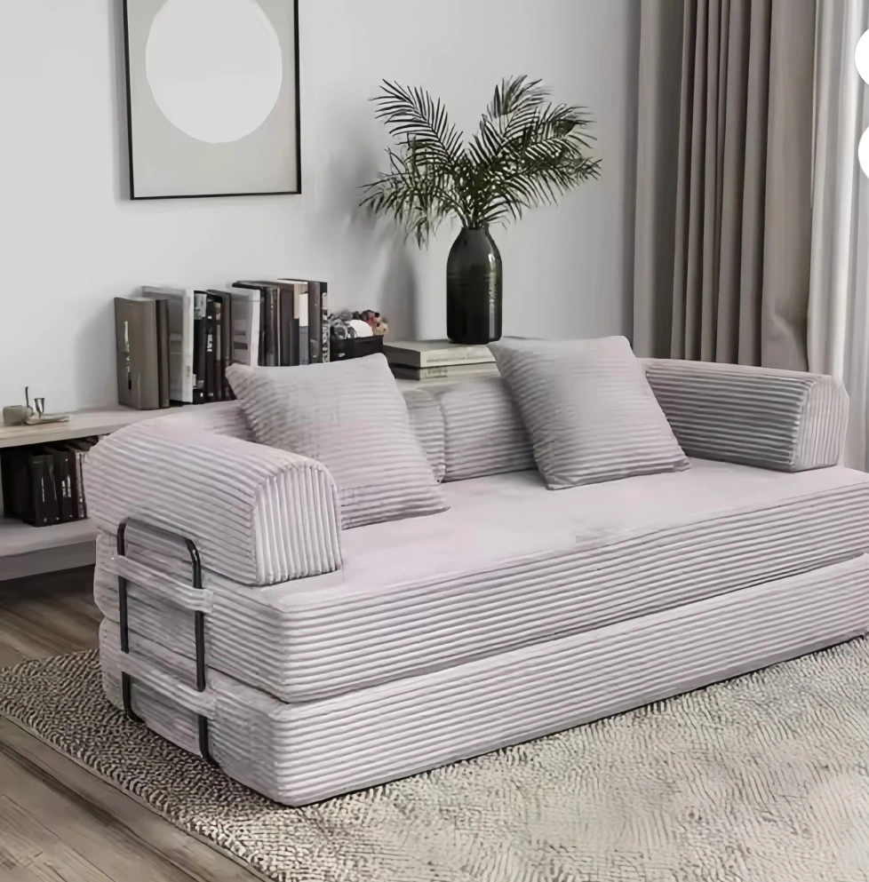 Blue Corduroy Convertible Sofa Bed view 3