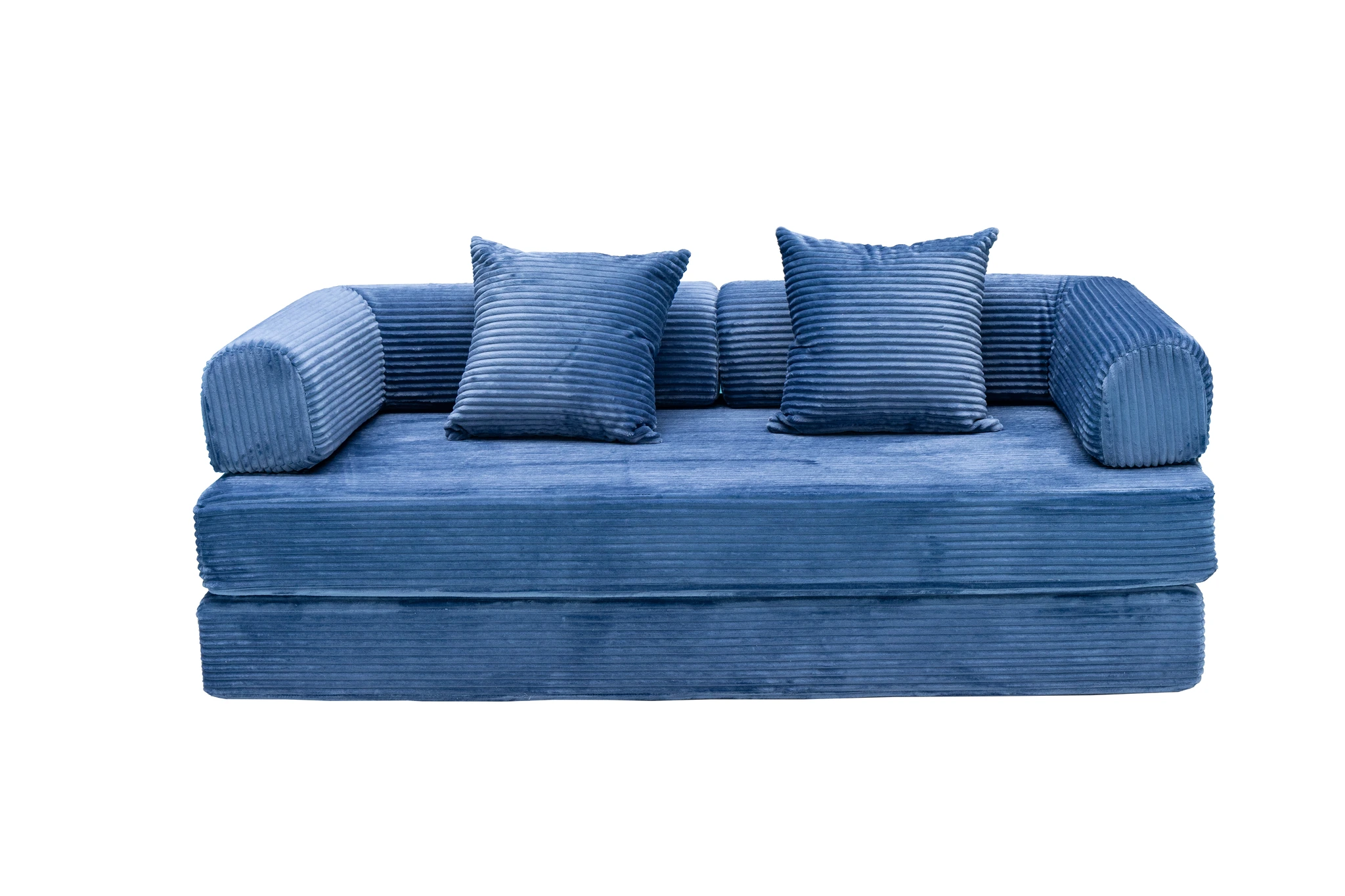 Blue Corduroy Convertible Sofa Bed view 4