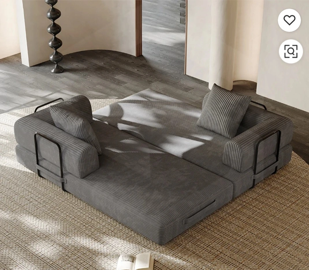 Blue Corduroy Convertible Sofa Bed view 5