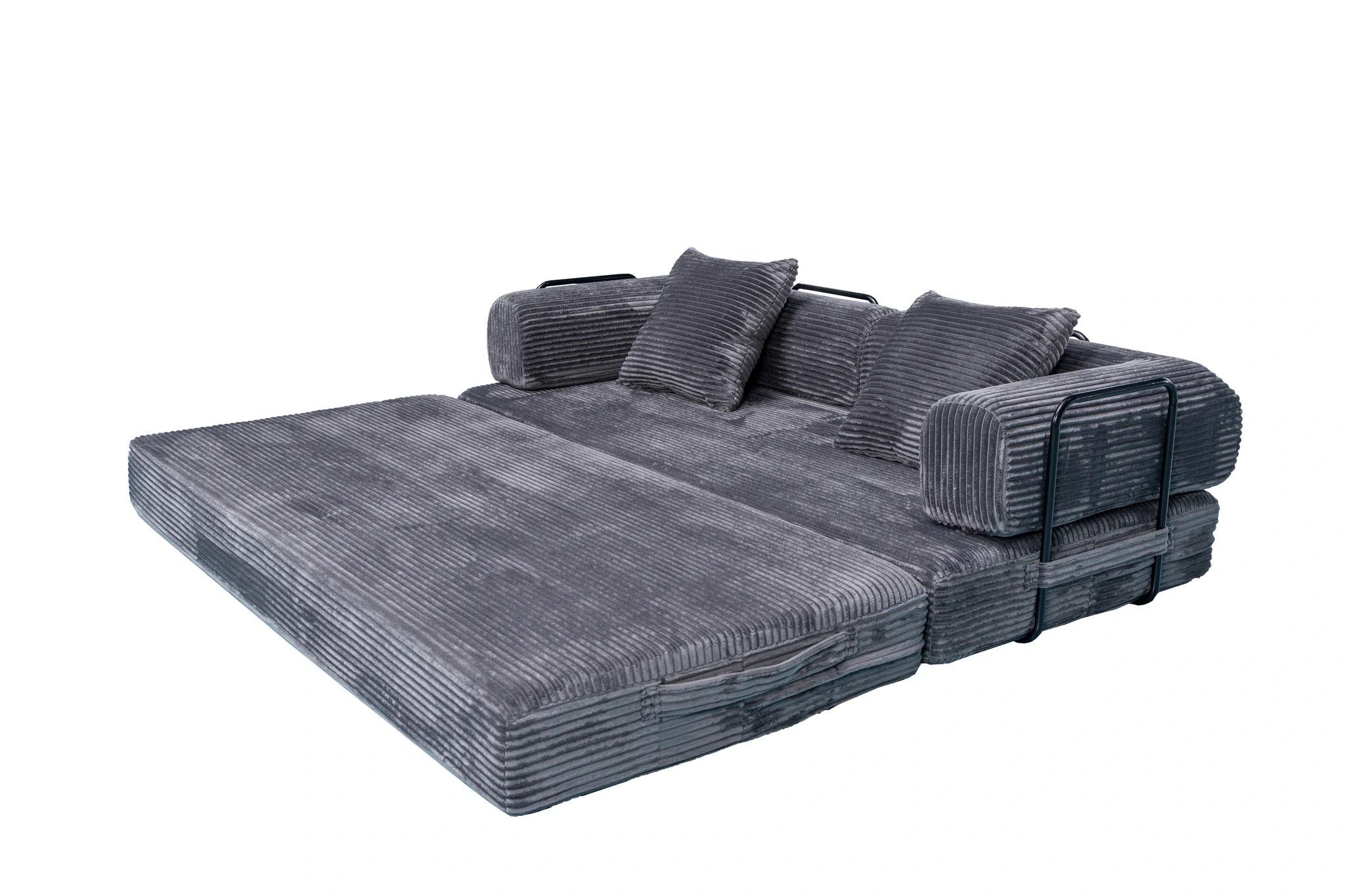 Blue Corduroy Convertible Sofa Bed view 6