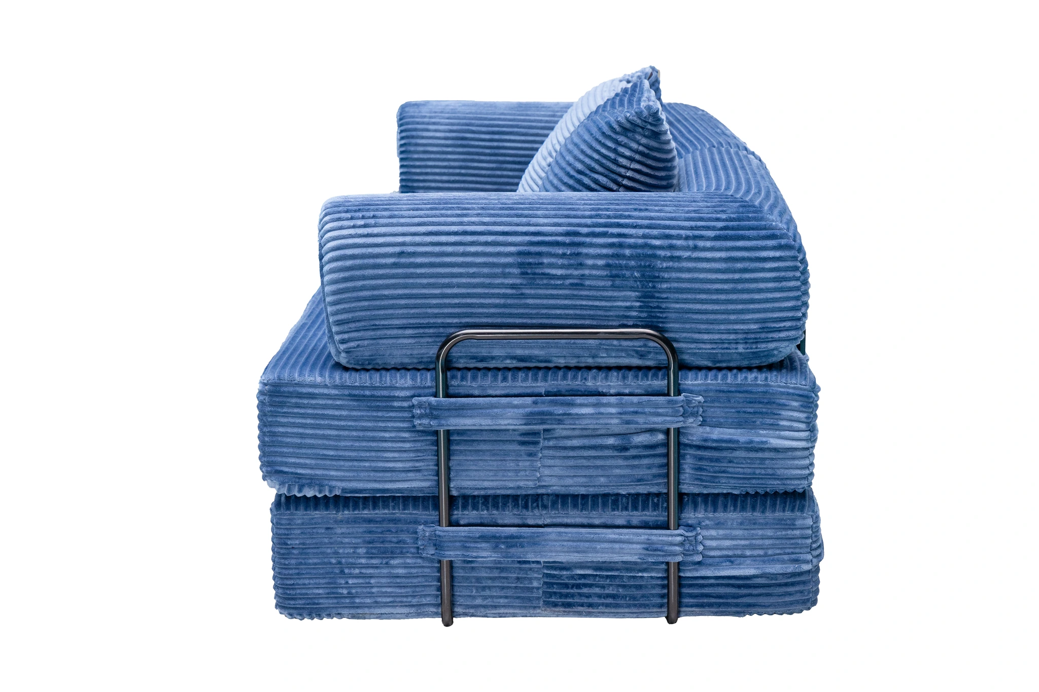 Blue Corduroy Convertible Sofa Bed view 7