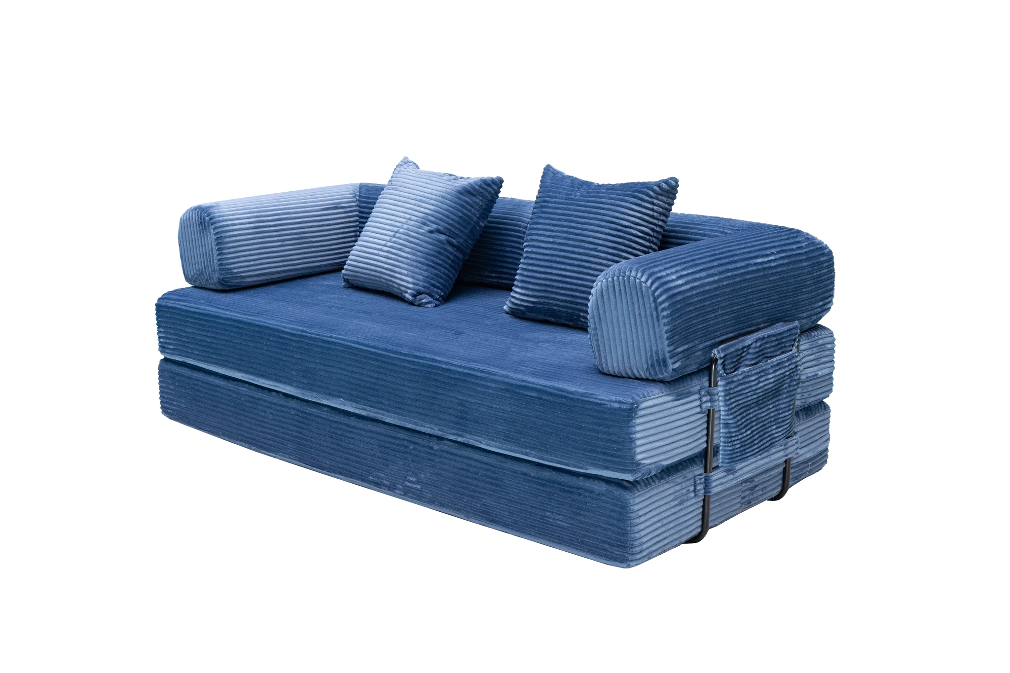 Blue Corduroy Convertible Sofa Bed view 8