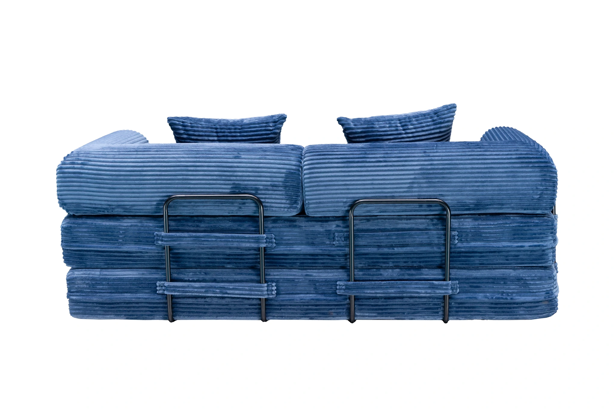 Blue Corduroy Convertible Sofa Bed view 9