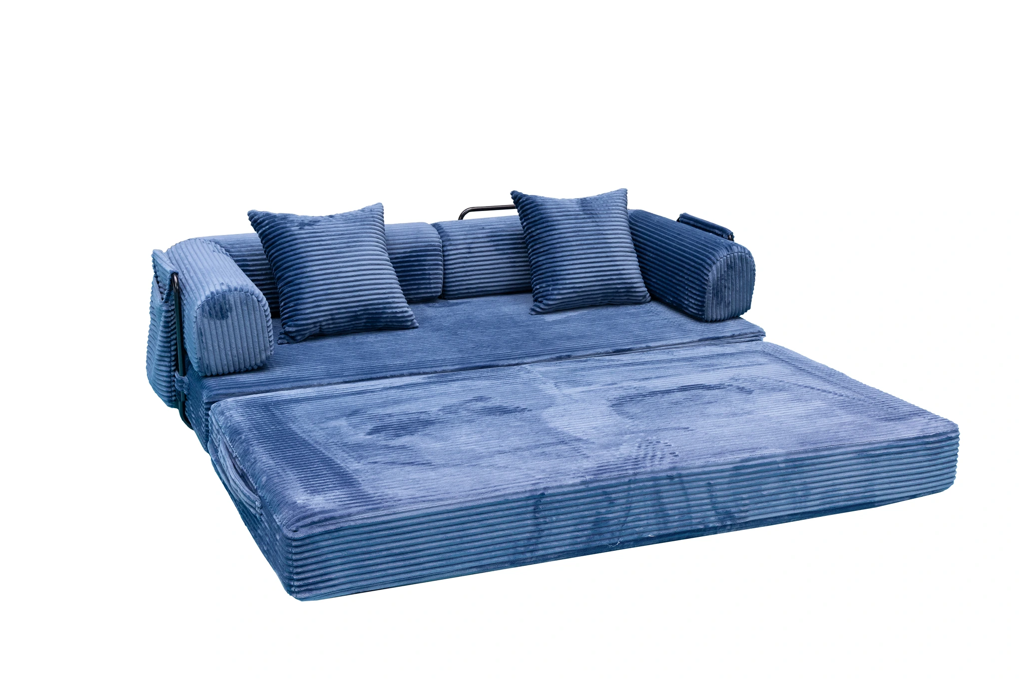 Blue Corduroy Convertible Sofa Bed view 10