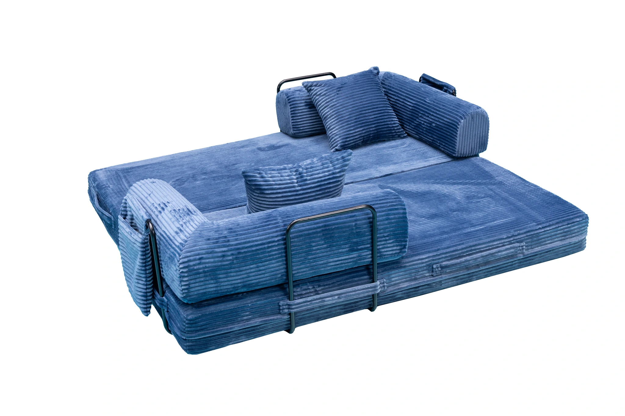 Blue Corduroy Convertible Sofa Bed view 11