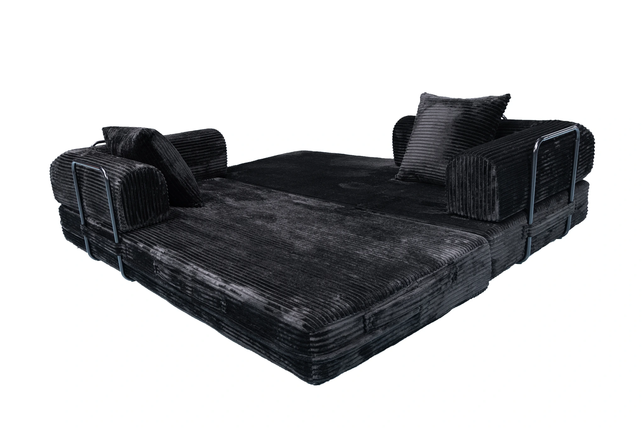 Blue Corduroy Convertible Sofa Bed view 13