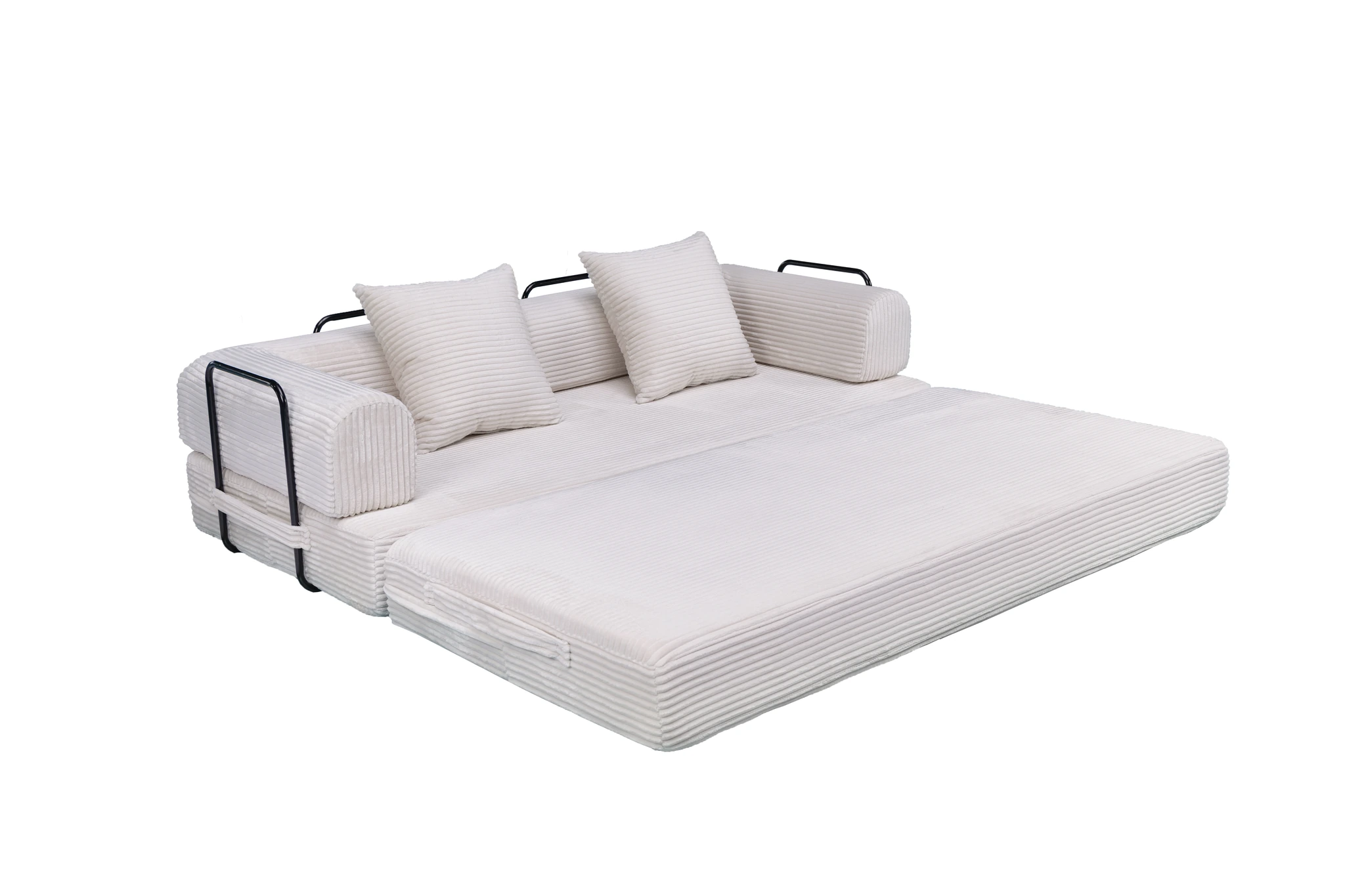 Blue Corduroy Convertible Sofa Bed view 17