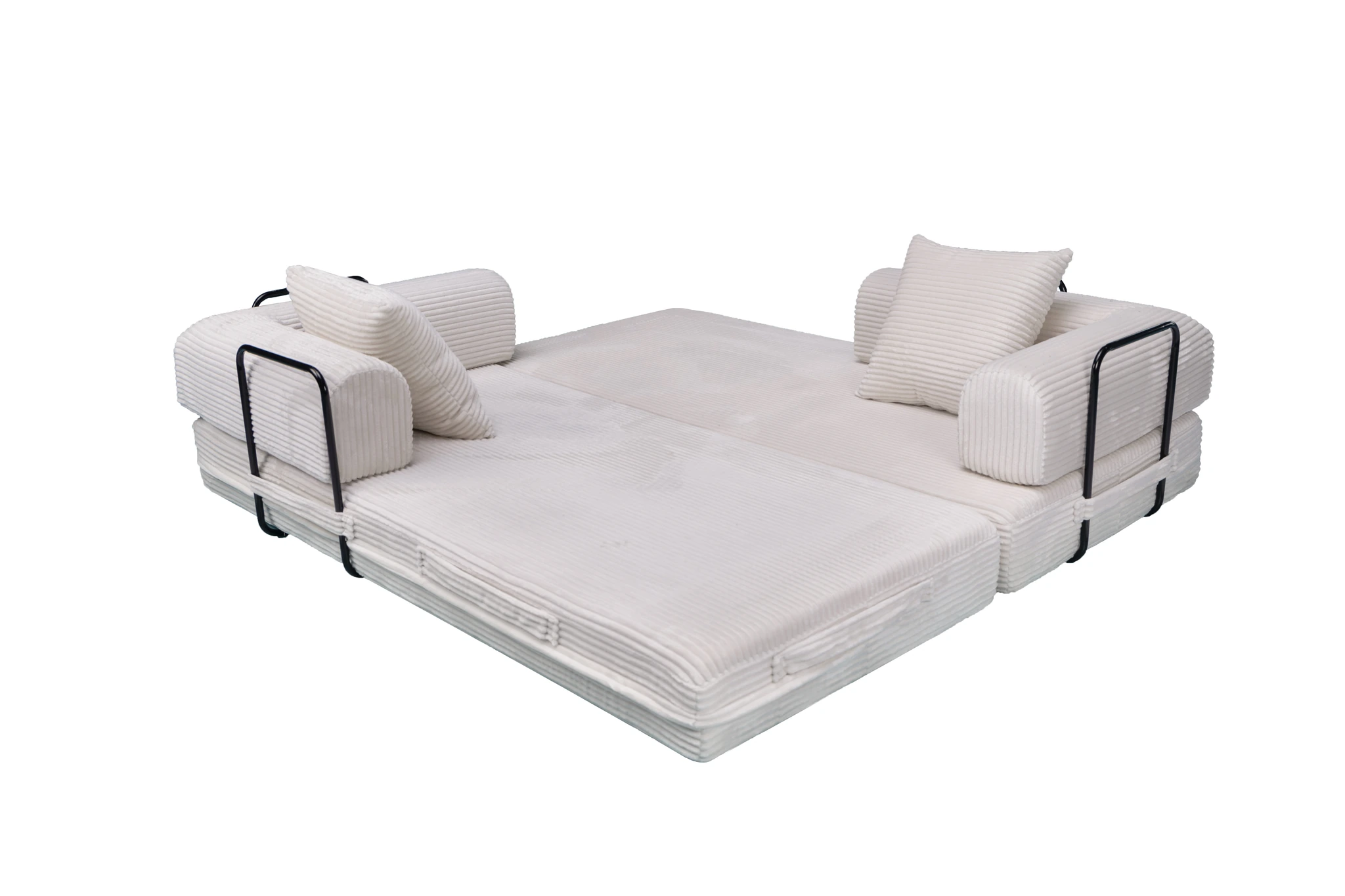 Blue Corduroy Convertible Sofa Bed view 18