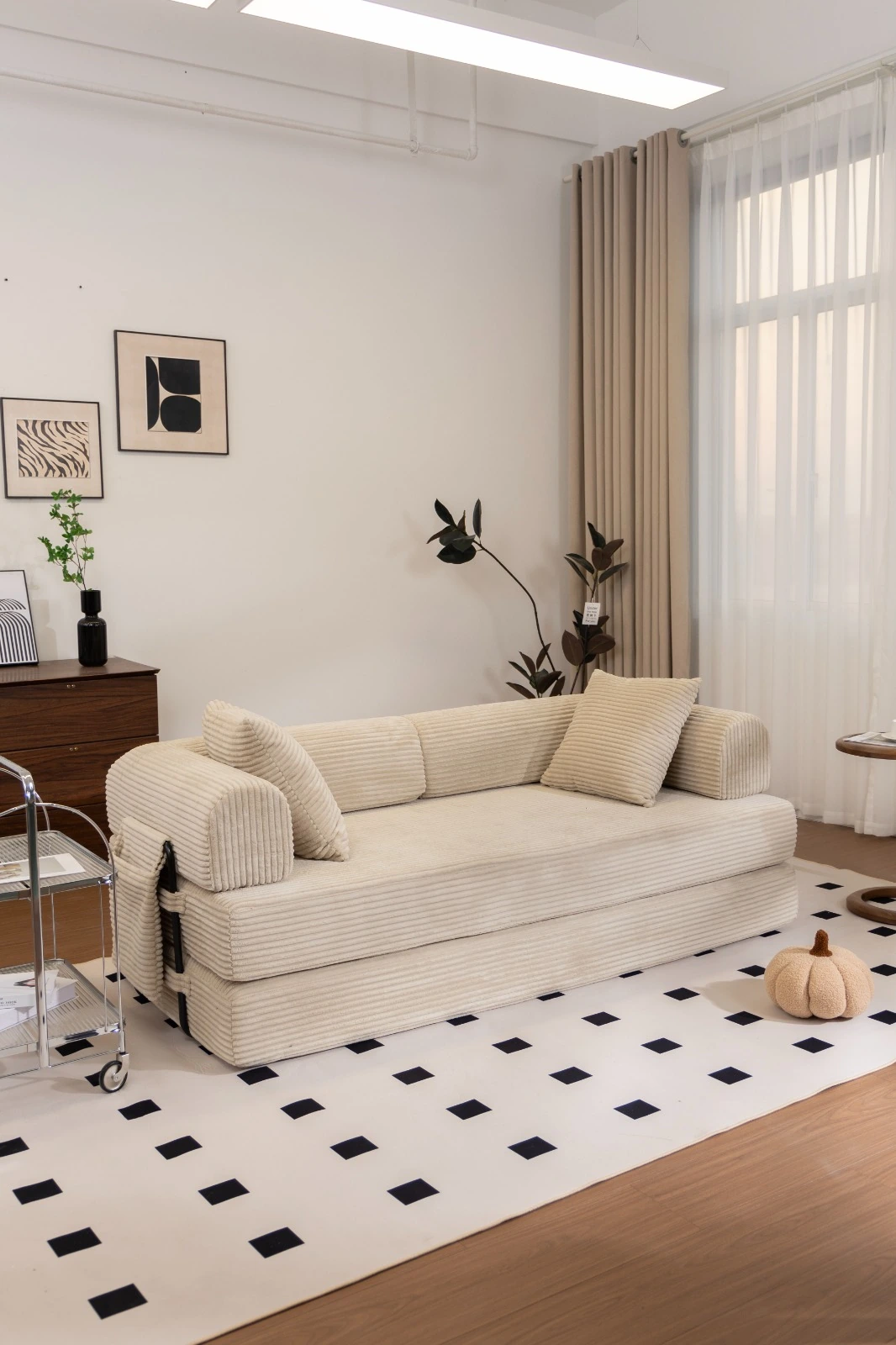Blue Corduroy Convertible Sofa Bed view 20