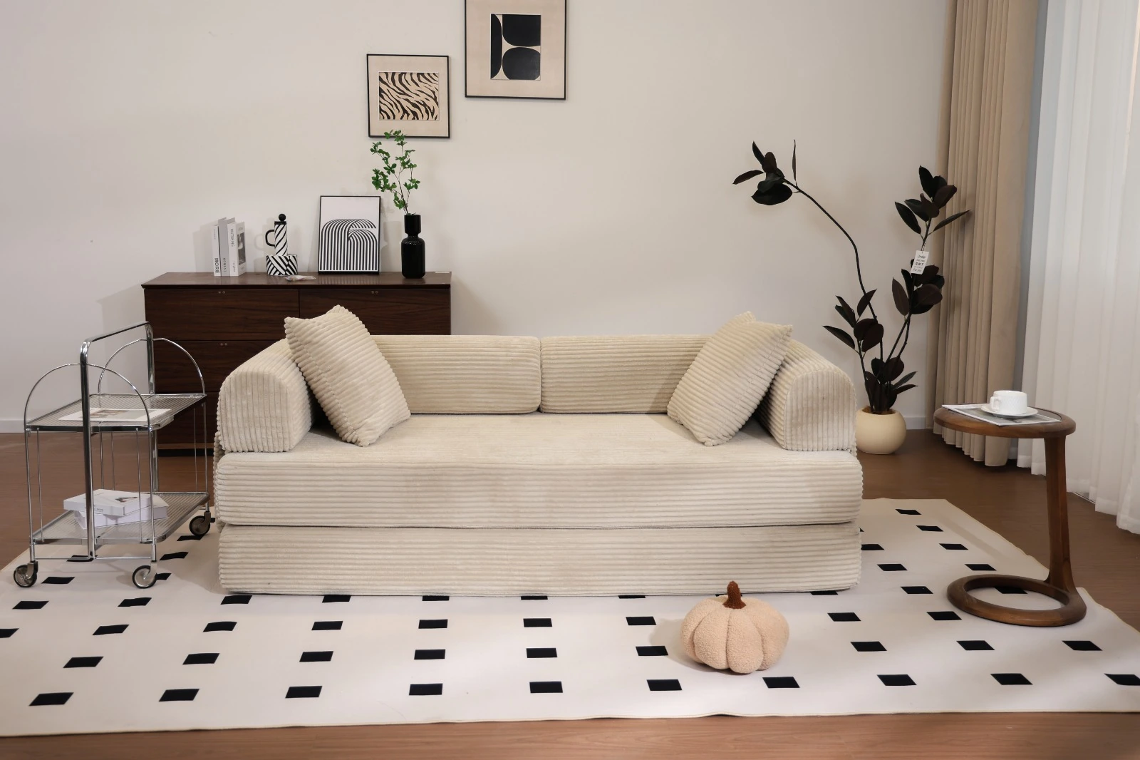 Blue Corduroy Convertible Sofa Bed view 21