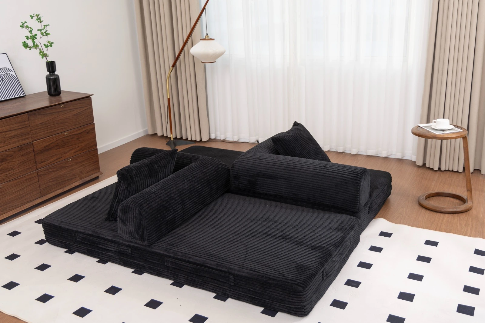 Blue Corduroy Convertible Sofa Bed view 22