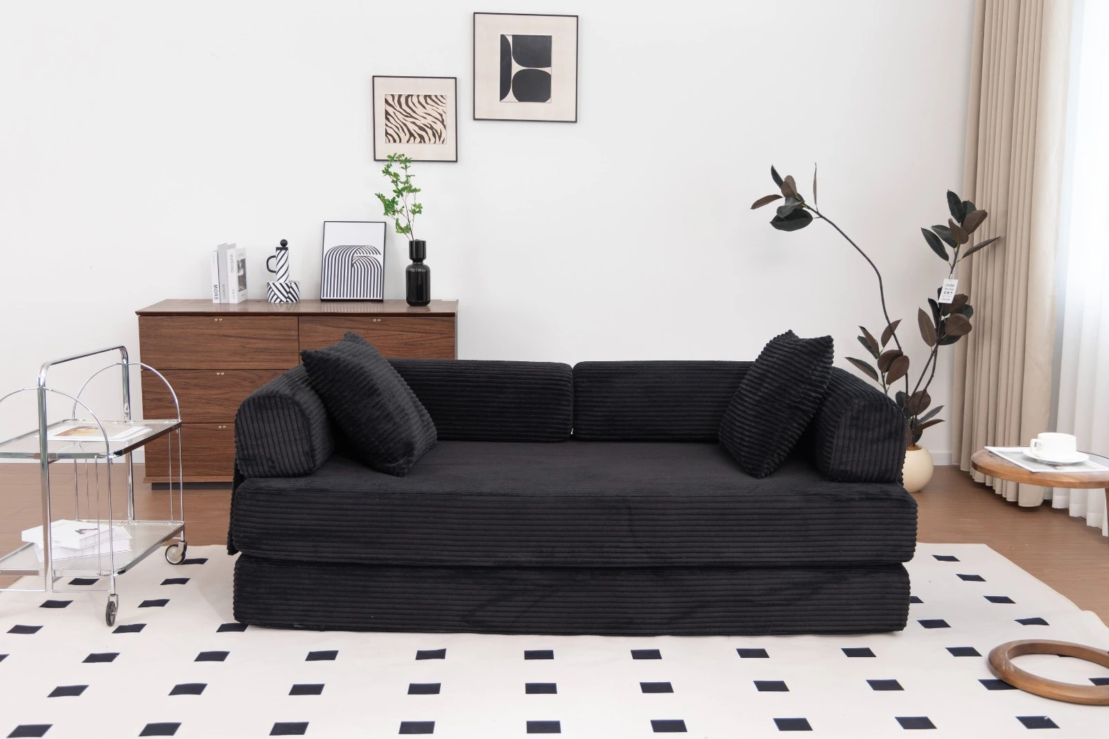 Blue Corduroy Convertible Sofa Bed view 23