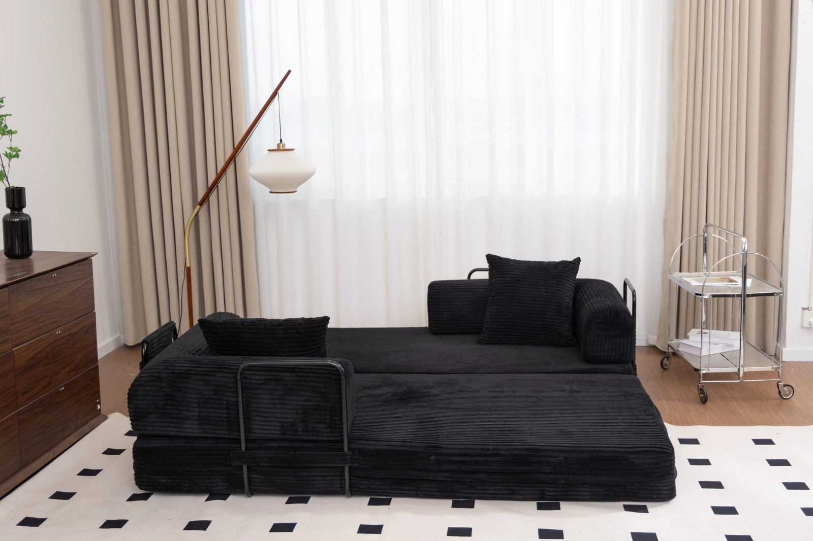 Blue Corduroy Convertible Sofa Bed view 24