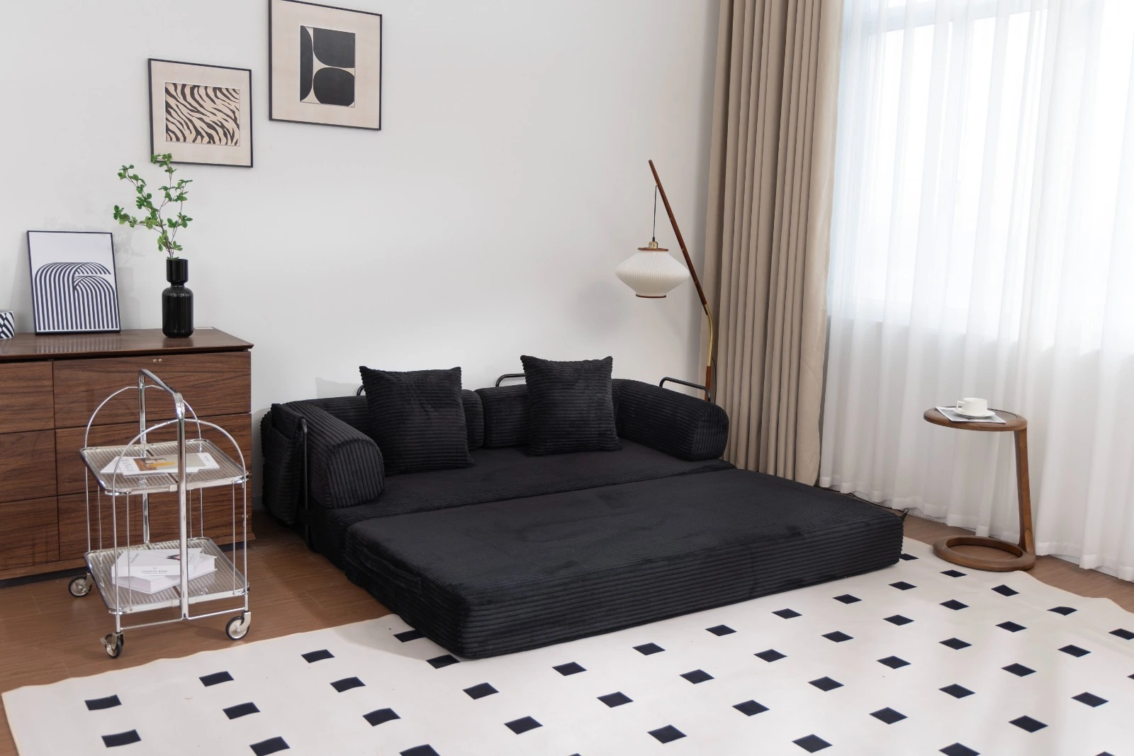 Blue Corduroy Convertible Sofa Bed view 26