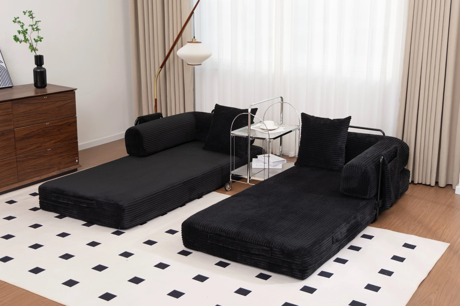 Blue Corduroy Convertible Sofa Bed view 27