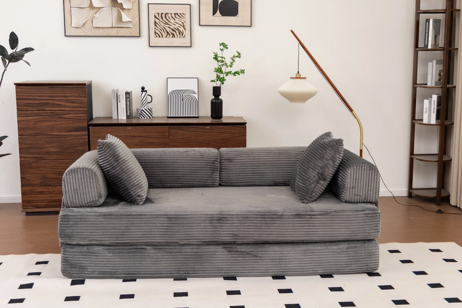 Blue Corduroy Convertible Sofa Bed view 37