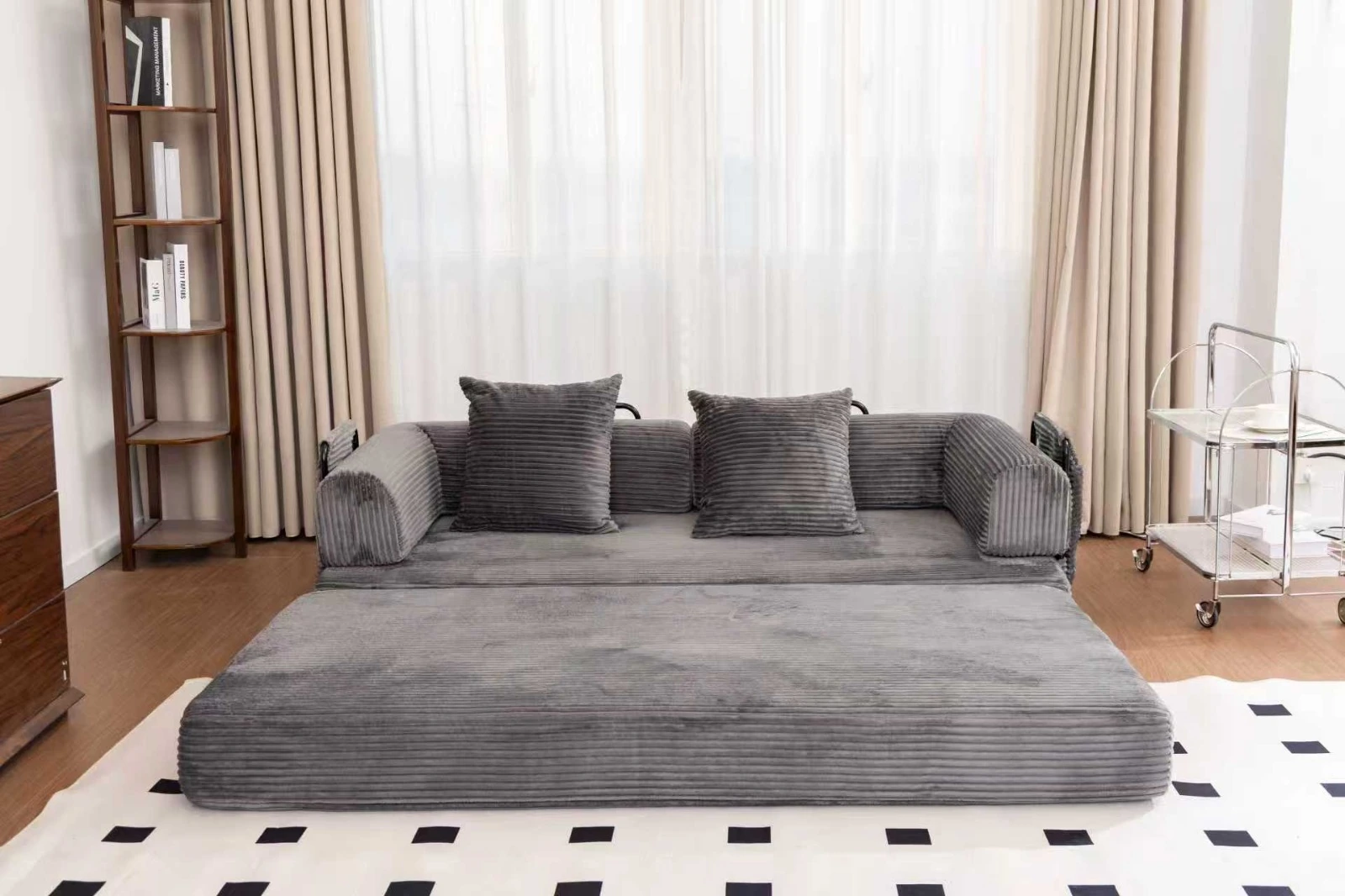 Blue Corduroy Convertible Sofa Bed view 43