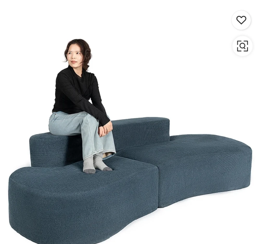 Blue Curved Compressible Sofa view 4
